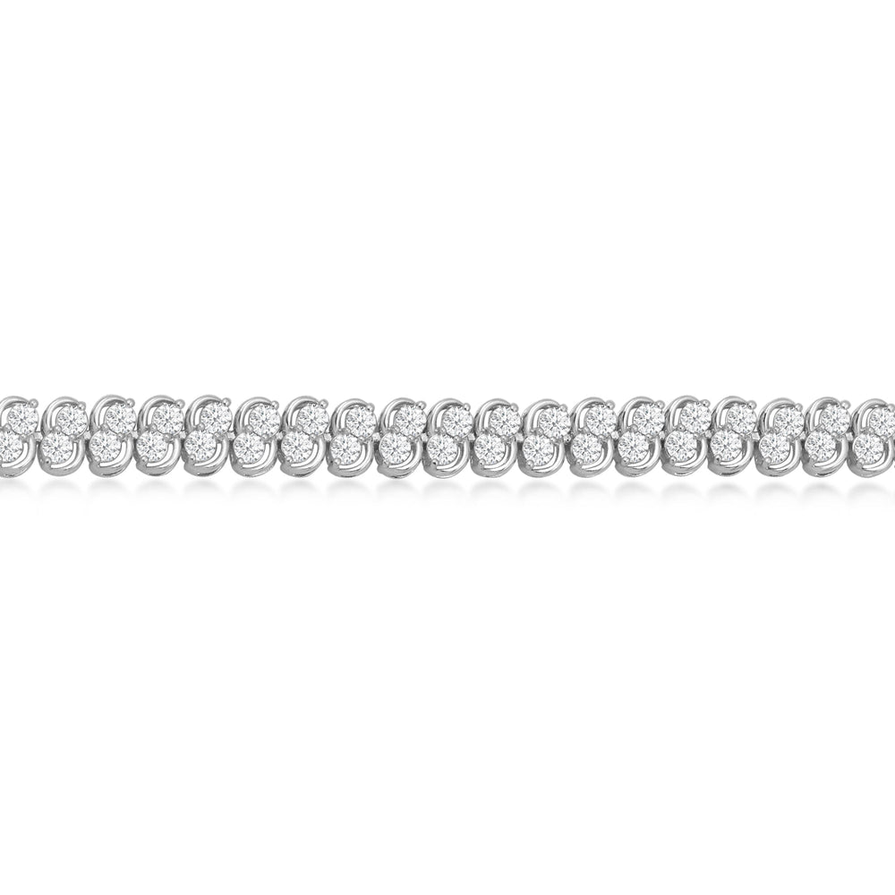 Two Row Lab Diamond Tennis Bracelet with 4 Cut Diamond in 14KT White Gold view 2
