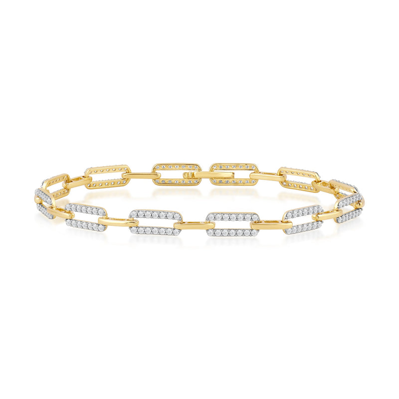 Diamond Studded Rectangular Link Bracelet