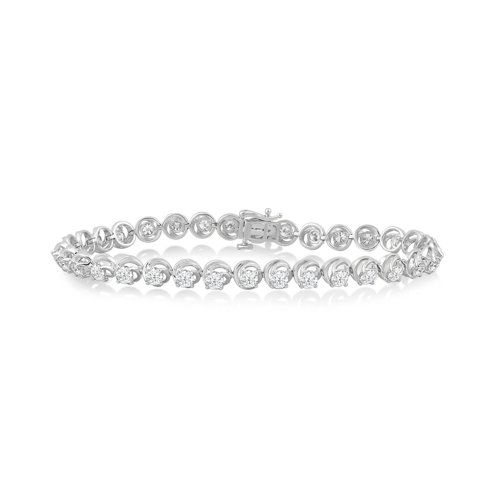 Swirl Lab Diamond Tennis Bracelet with 3 3/4 Cut Diamond in 14KT White Gold view 1
