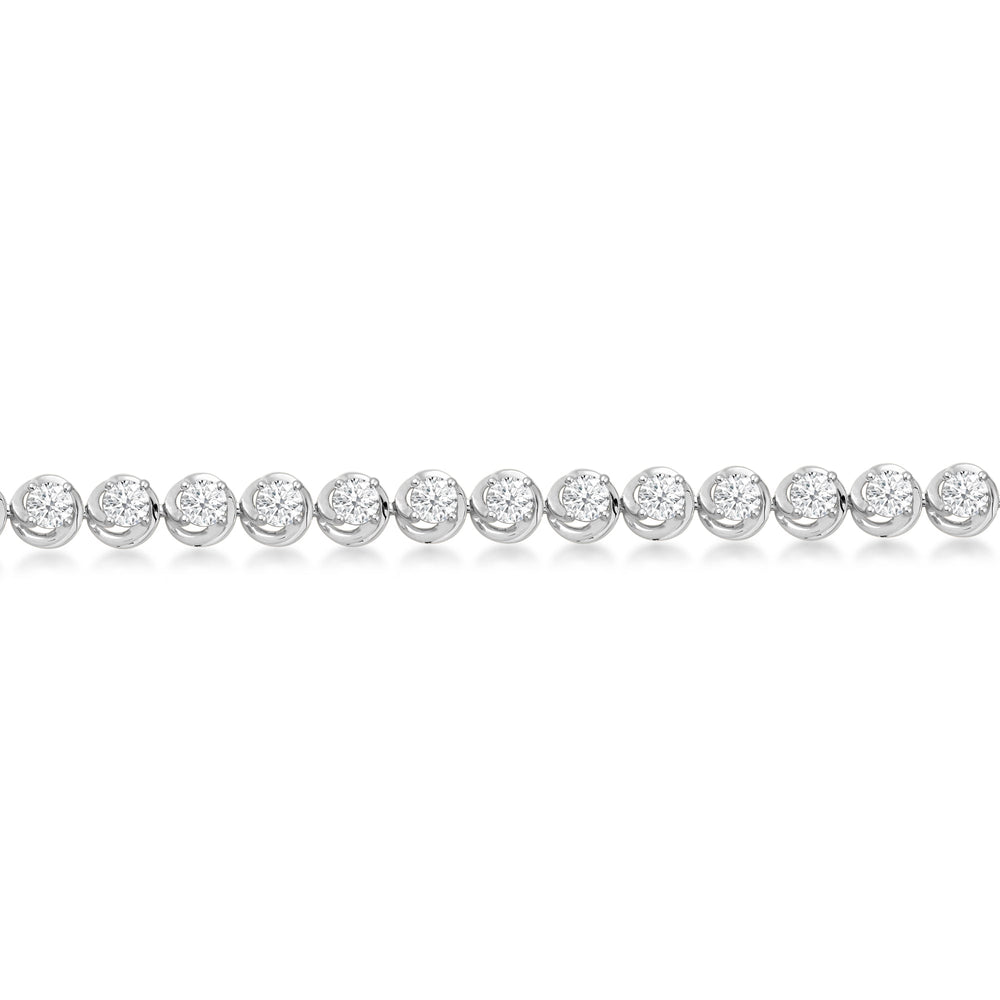 Swirl Lab Diamond Tennis Bracelet with 3 3/4 Cut Diamond in 14KT White Gold view 2
