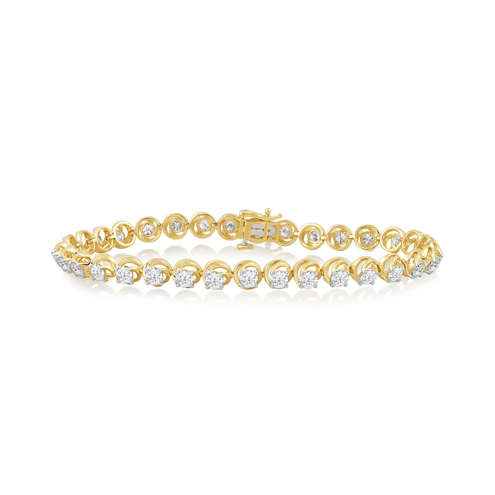 Swirl Lab Diamond Tennis Bracelet with 3 3/4 Cut Diamond in 14KT Yellow Gold view 1
