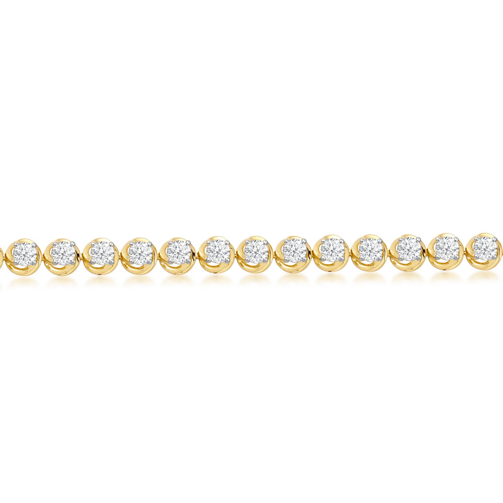 Swirl Lab Diamond Tennis Bracelet with 3 3/4 Cut Diamond in 14KT Yellow Gold view 2
