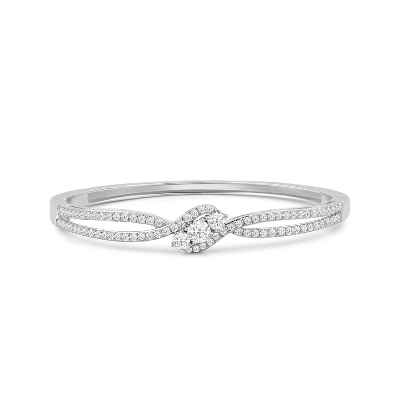 Three Stone Crossover Diamond Bangle