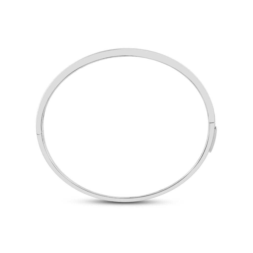 Classic Pave Diamond Bangle with Lab Cut Diamond in 14KT White Gold view 4
