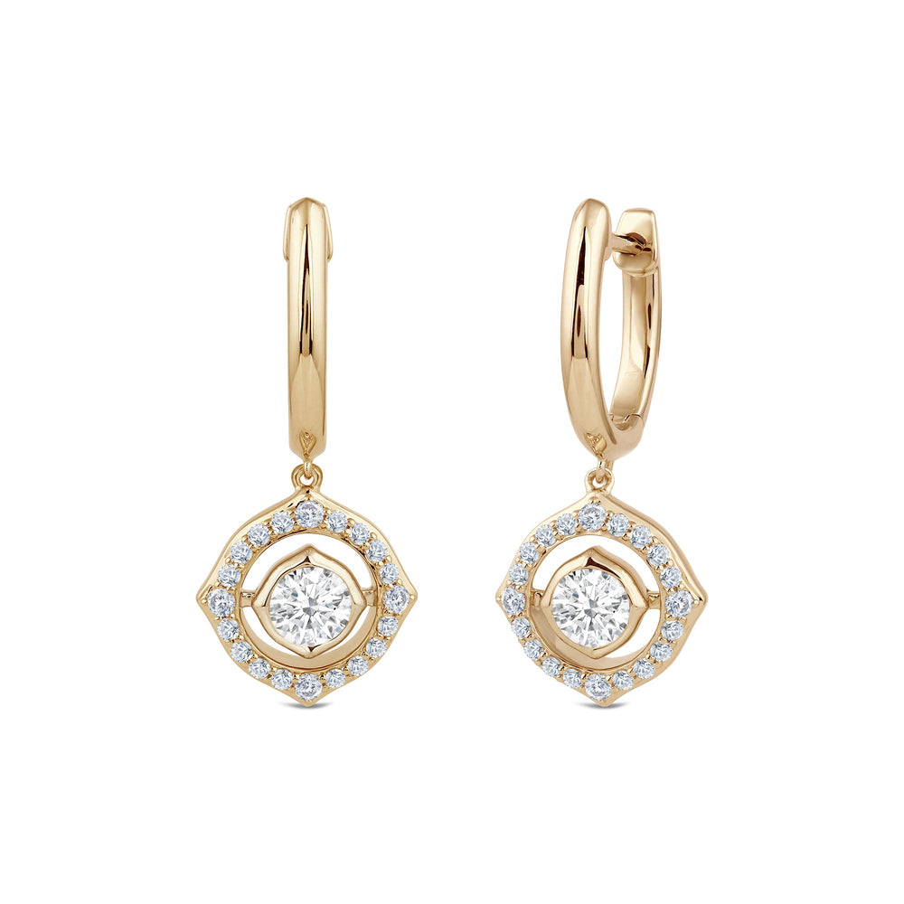 Signature Lab Grown Diamond Birthstone Drop Huggies with 14KT Yellow Gold / Lab / 3/4 Cut Diamond in 14KT Yellow Gold / Lab / 3/4 view 1
