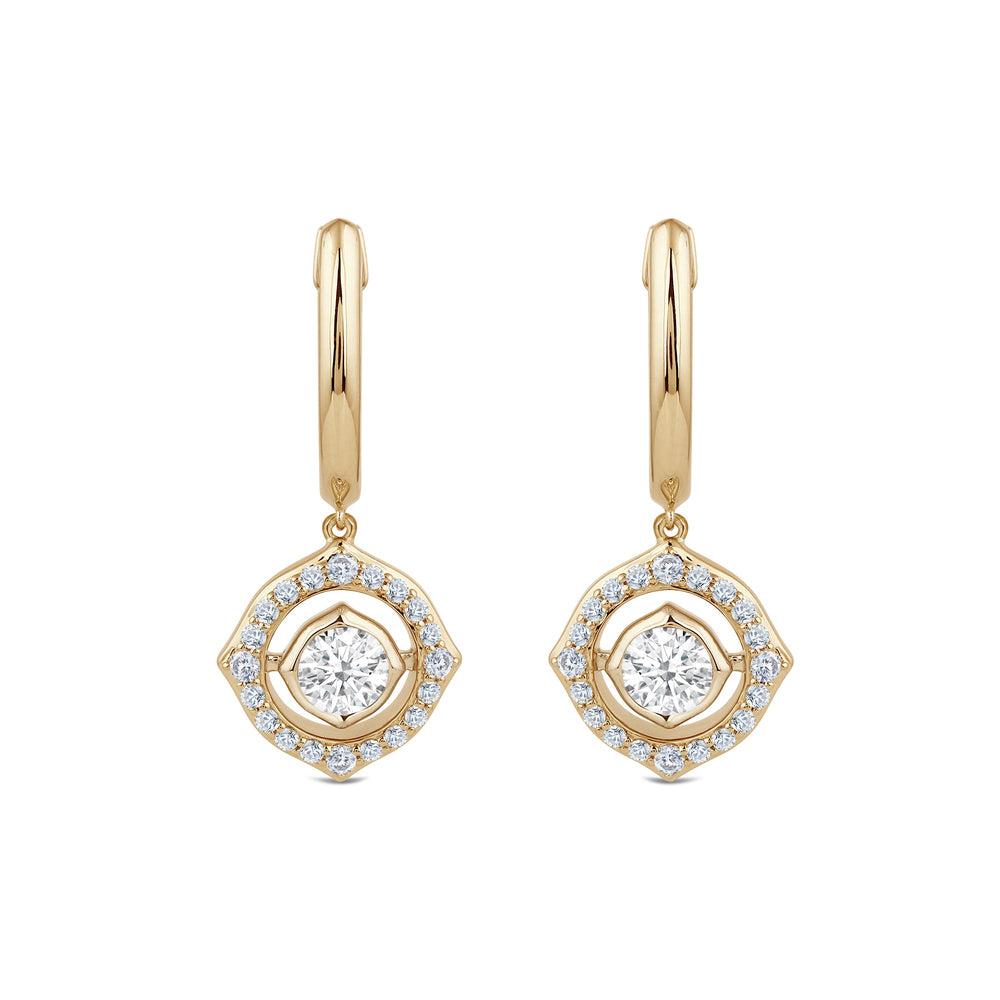Signature Lab Grown Diamond Birthstone Drop Huggies with 14KT Yellow Gold / Lab / 3/4 Cut Diamond in 14KT Yellow Gold / Lab / 3/4 view 4
