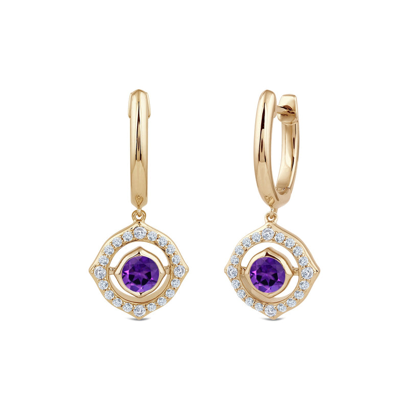 Signature Amethyst Birthstone Drop Huggies