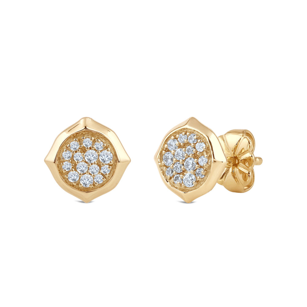Signature Pave Diamond Stud Earrings with 14KT Yellow Gold / Lab / 1/5 Cut Diamond in 14KT Yellow Gold / Lab / 1/5 view 1
