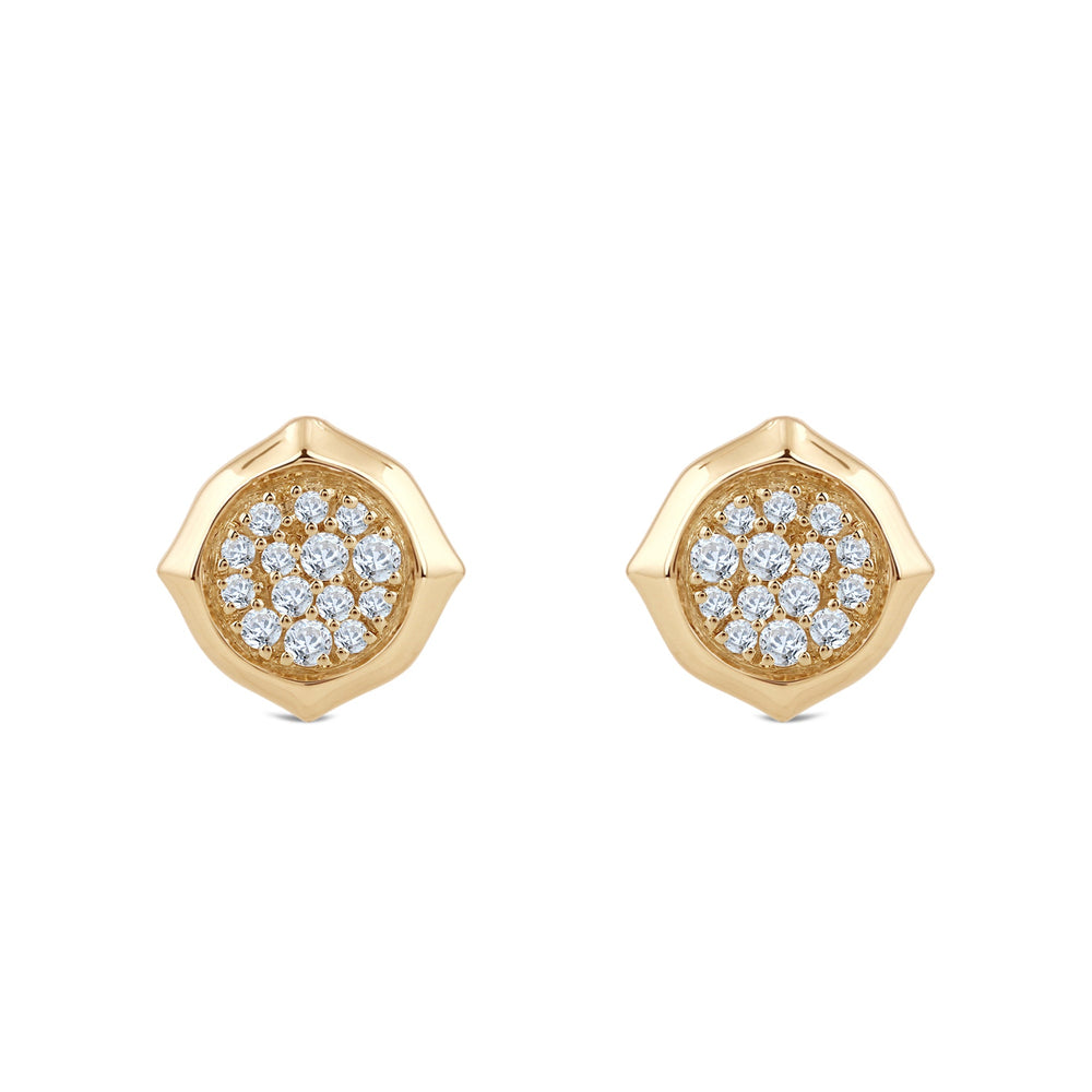 Signature Pave Diamond Stud Earrings with 14KT Yellow Gold / Lab / 1/5 Cut Diamond in 14KT Yellow Gold / Lab / 1/5 view 2
