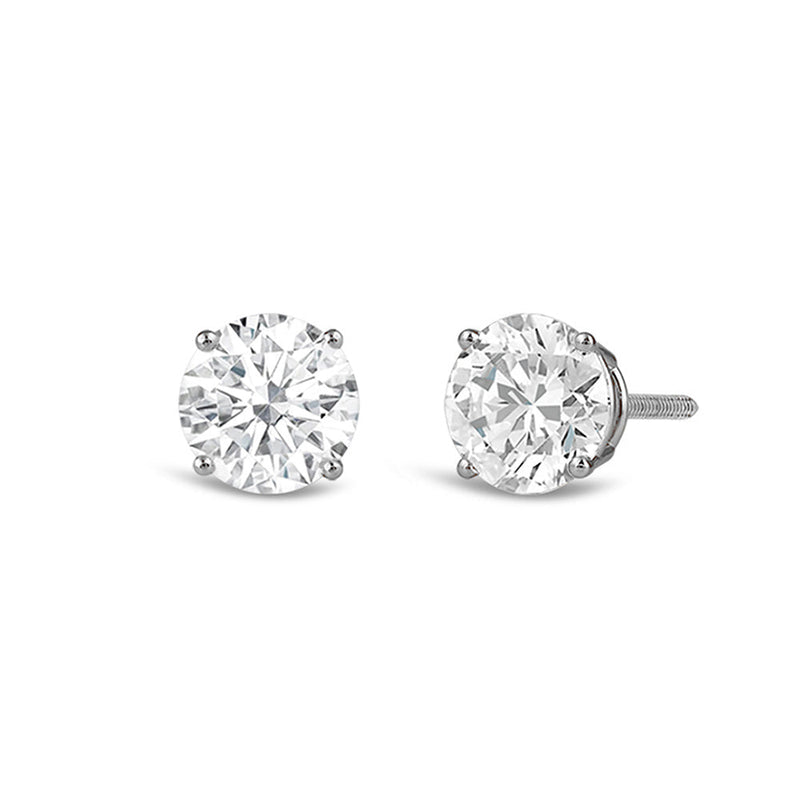 Certified Classic Round Diamond Four Prong Stud Earrings (IGI: G/H SI+)