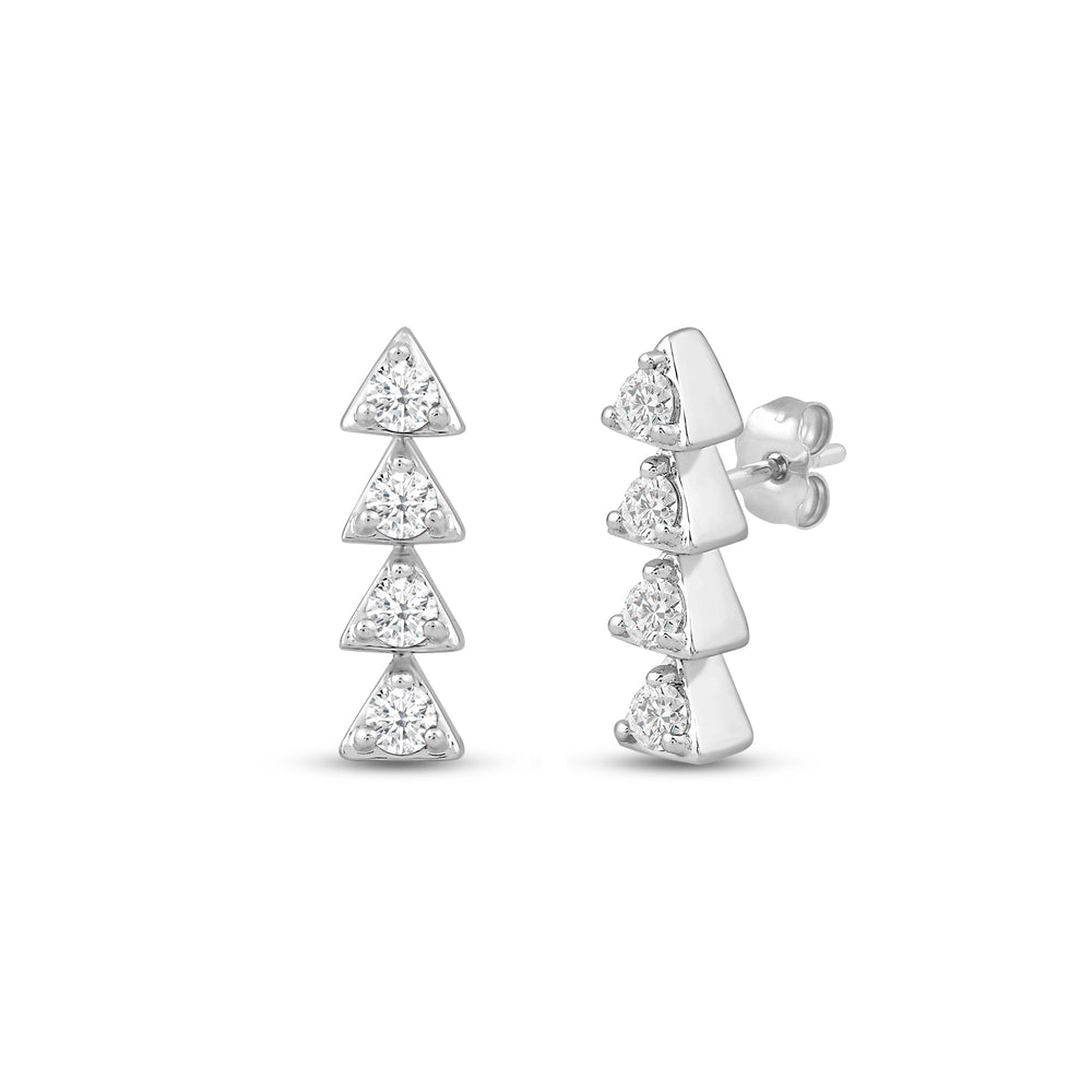 Dainty Diamond Line Stud Earrings with 14KT White Gold / Lab / 1/6 Cut Diamond in 14KT White Gold / Lab / 1/6 view 1
