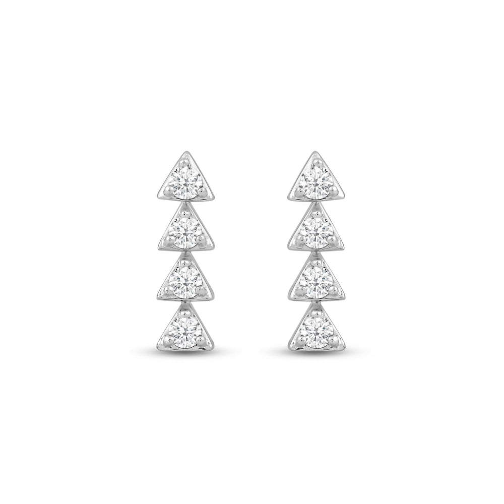 Dainty Diamond Line Stud Earrings with 14KT White Gold / Lab / 1/6 Cut Diamond in 14KT White Gold / Lab / 1/6 view 4
