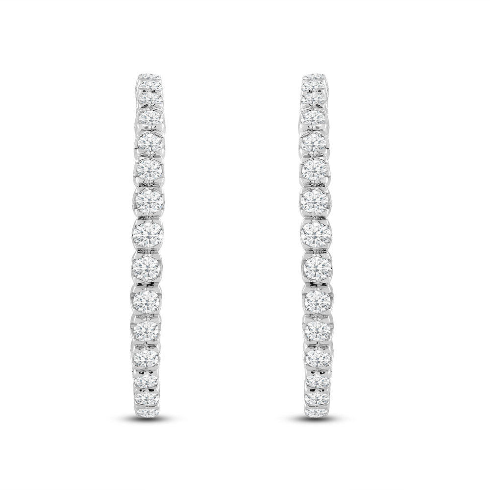 Diamond Fashion Hoops with 14KT White Gold / Lab / 1 1/2 Cut Diamond in 14KT White Gold / Lab / 1 1/2 view 2
