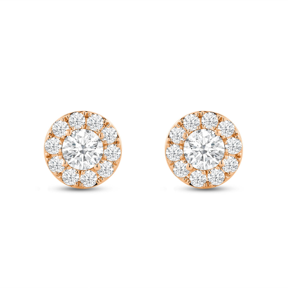 Classic Composite Diamond Stud Earrings with 14KT Rose Gold / Lab / 1/2 Cut Diamond in 14KT Rose Gold / Lab / 1/2 view 2
