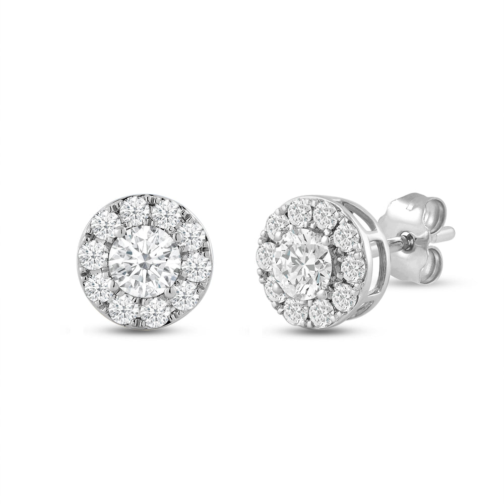 Classic Composite Diamond Stud Earrings with 14KT White Gold / Lab / 1/2 Cut Diamond in 14KT White Gold / Lab / 1/2 view 1
