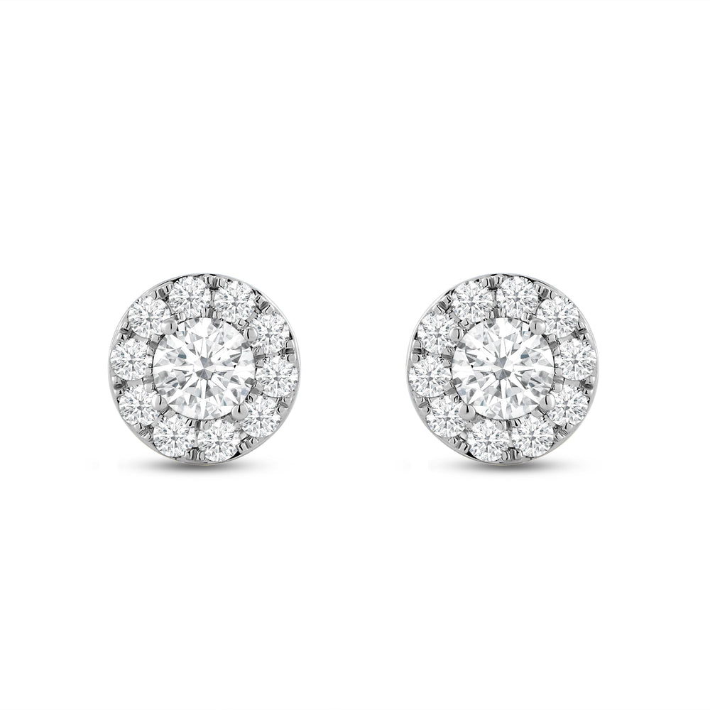 Classic Composite Diamond Stud Earrings with 14KT White Gold / Lab / 1/2 Cut Diamond in 14KT White Gold / Lab / 1/2 view 2
