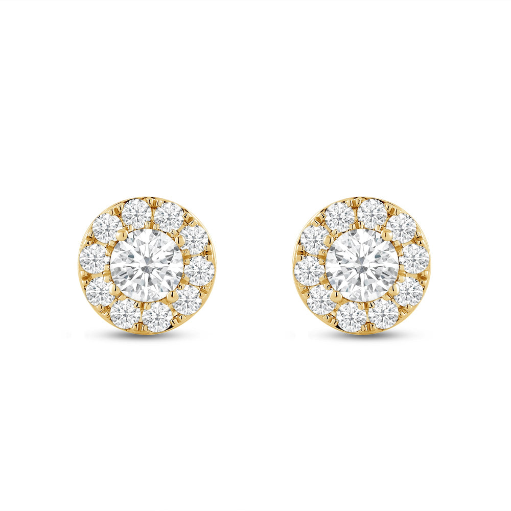 Classic Composite Diamond Stud Earrings with 14KT Yellow Gold / Lab / 1/2 Cut Diamond in 14KT Yellow Gold / Lab / 1/2 view 2
