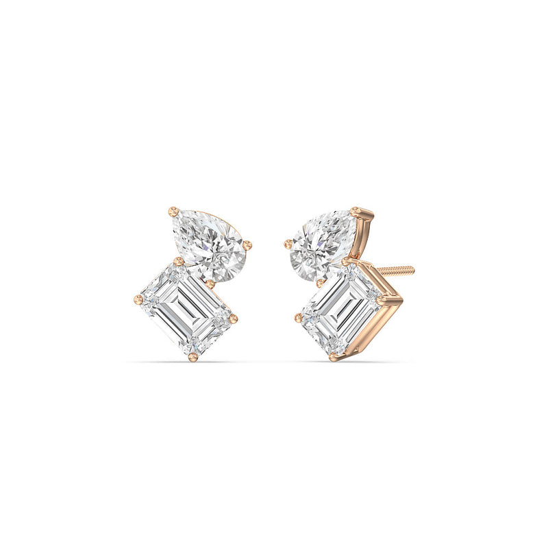 Toi et Moi Pear Emerald Studs
