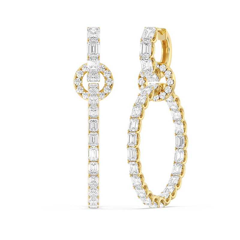 18k gold diamond linked hoop earrings