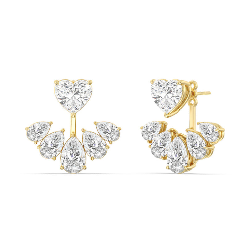 Heart Solitaire Front-Back Earrings