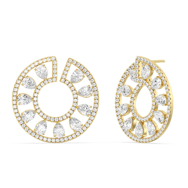 Spiral Pear Shape Diamond Earrings