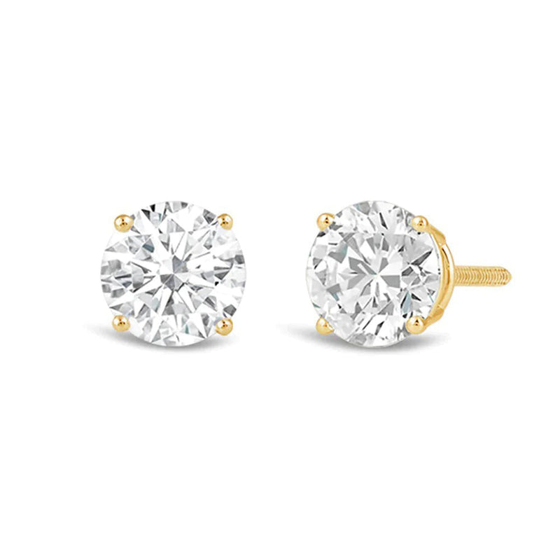 Classic Round Diamond Four Prong Stud Earrings (F/G SI+)