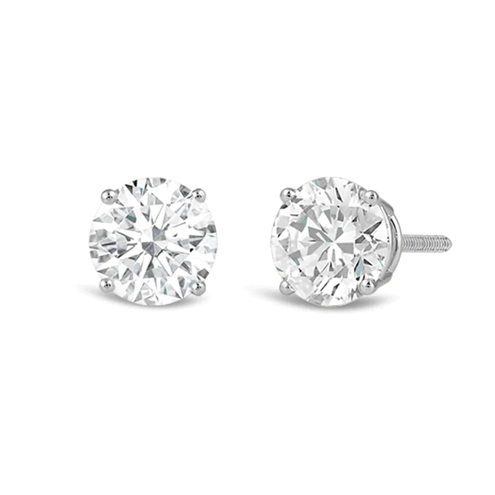 Classic Round Diamond Four Prong Stud Earrings (F/G SI+) with 14KT White Gold / Lab / 4 Cut Diamond in 14KT White Gold / Lab / 4 view 1
