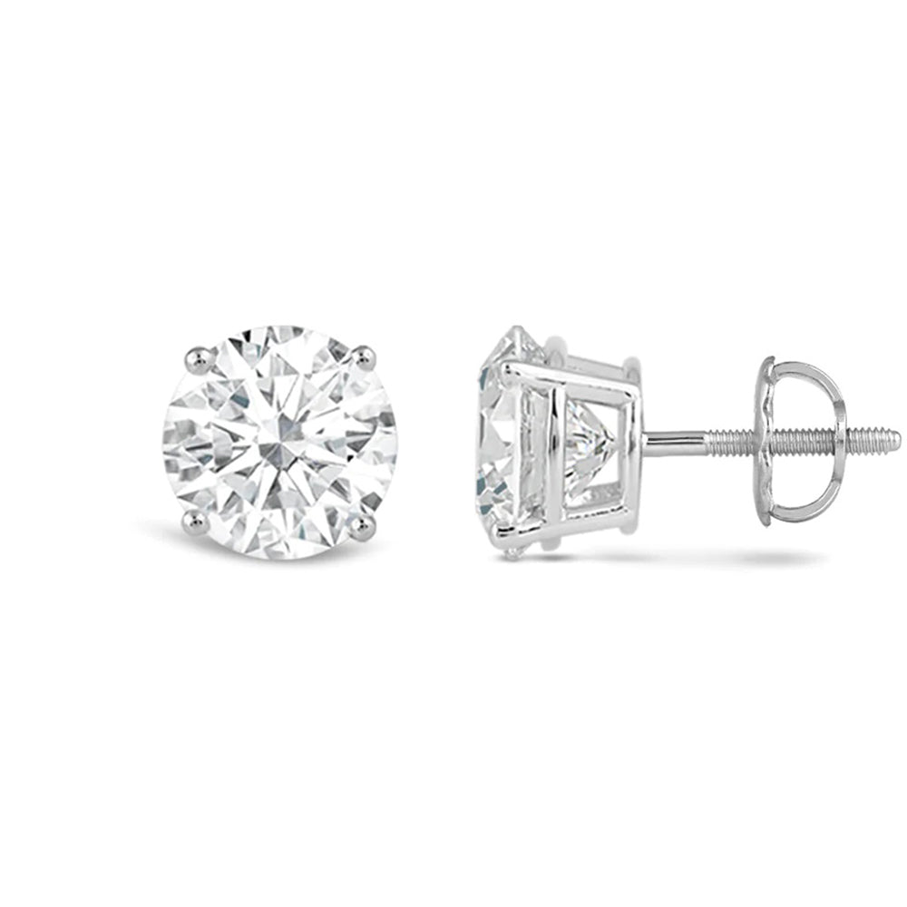 Classic Round Diamond Four Prong Stud Earrings (F/G SI+) with 14KT White Gold / Lab / 4 Cut Diamond in 14KT White Gold / Lab / 4 view 5
