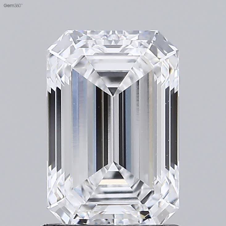 1.37 Carat Emerald Lab Diamond with  Cut Diamond in 14KT  view 1
