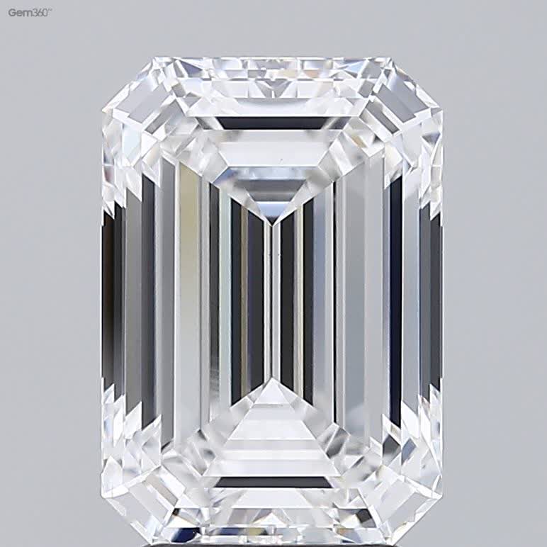 3.9 Carat Emerald Lab Diamond with  Cut Diamond in 14KT  view 1
