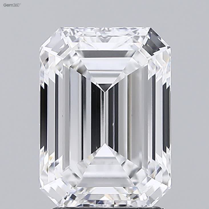 2.55 Carat Emerald Lab Diamond with  Cut Diamond in 14KT  view 1
