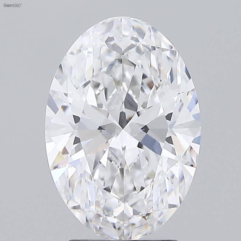 3.24 Carat Oval Lab Diamond with  Cut Diamond in 14KT  view 1
