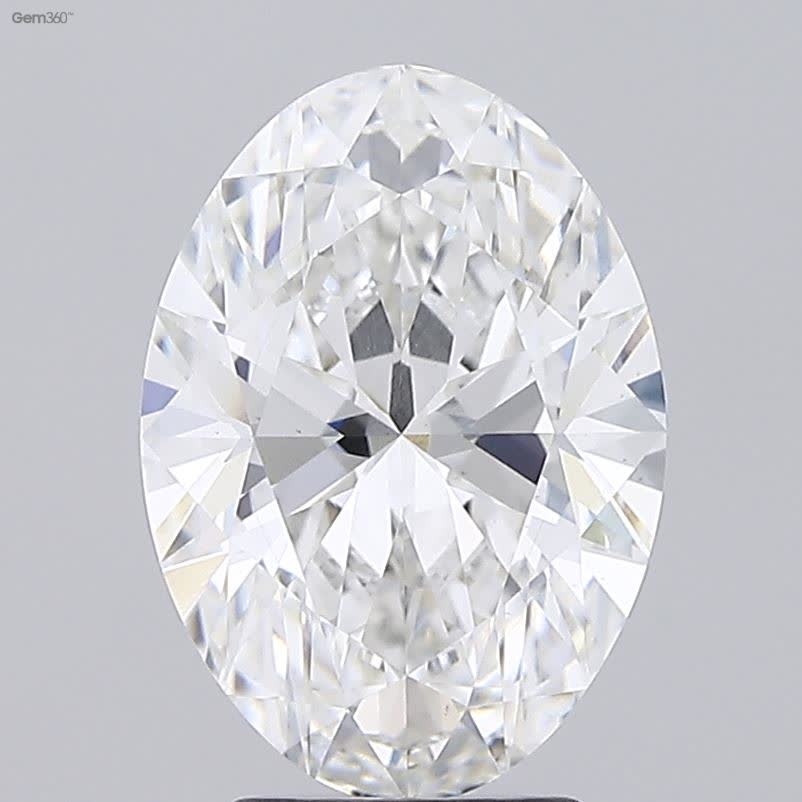 3.94 Carat Oval Lab Diamond with  Cut Diamond in 14KT  view 1

