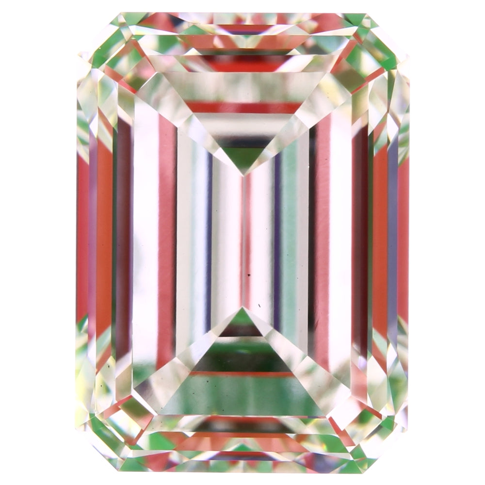 3.0 Carat Emerald Lab Diamond with  Cut Diamond in 14KT  view 1
