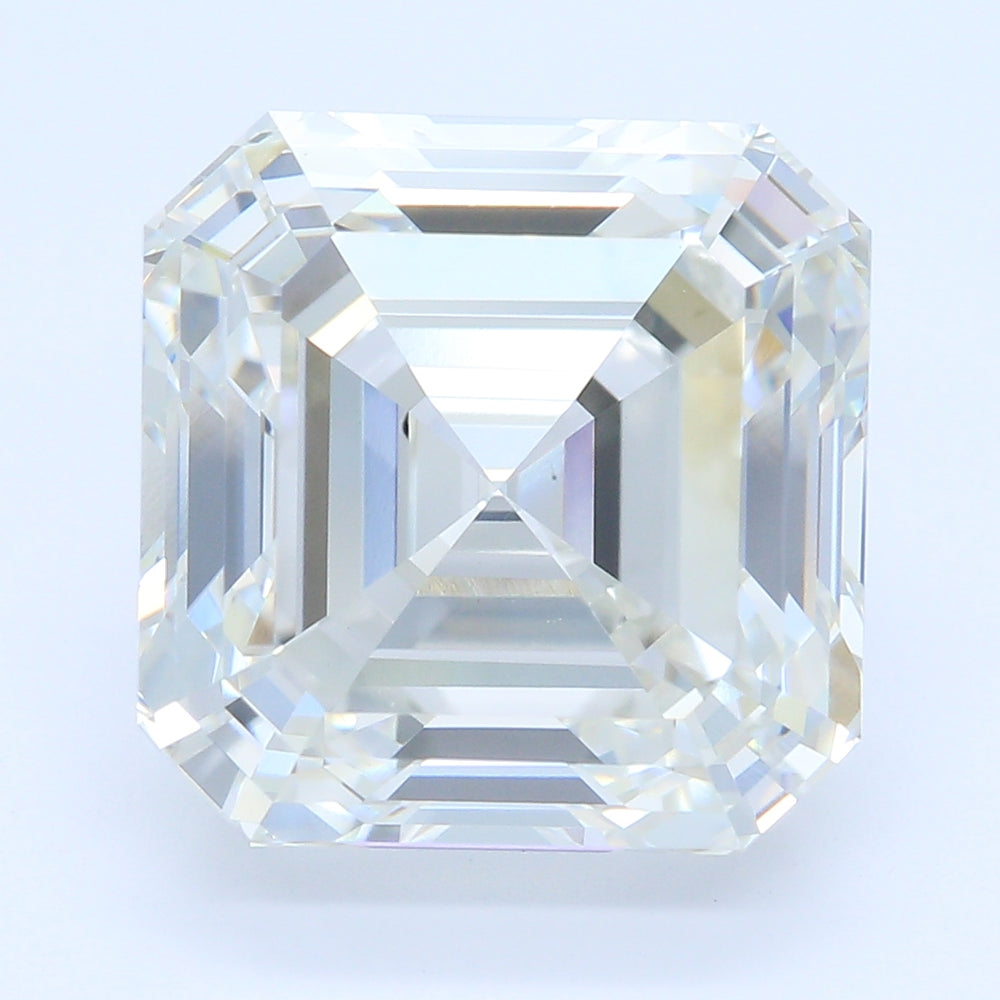 5.01 Carat Asscher Lab Diamond with  Cut Diamond in 14KT  view 1
