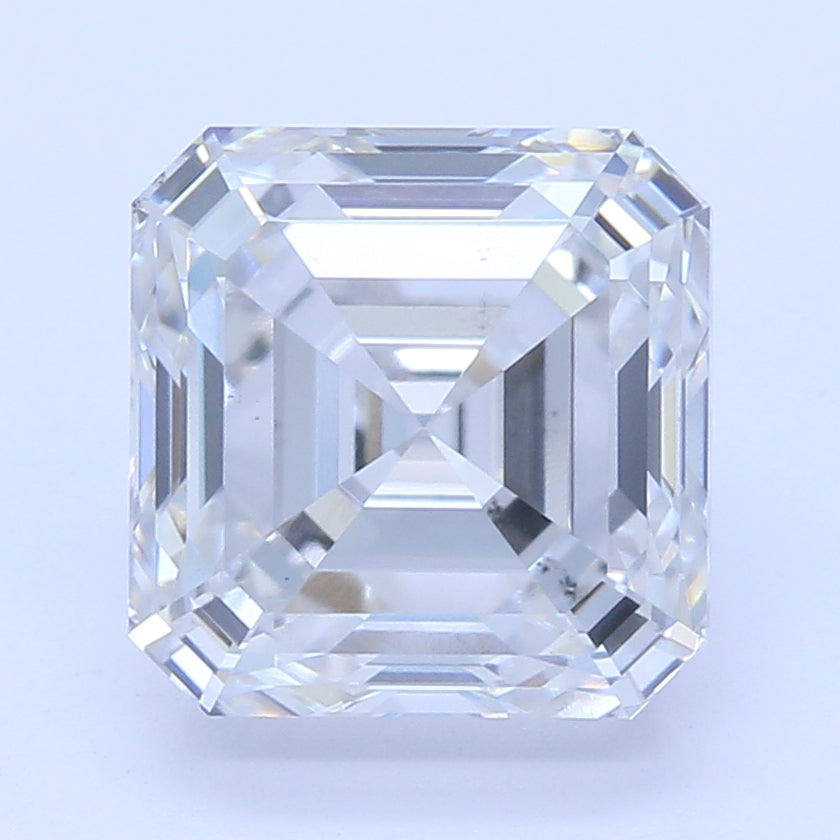 1.56 Carat Asscher Lab Diamond with  Cut Diamond in 14KT  view 1

