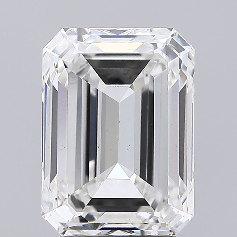 3.57 Carat Emerald Lab Diamond with  Cut Diamond in 14KT  view 1
