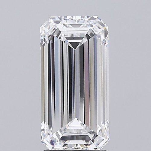 3.06 Carat Emerald Lab Diamond with  Cut Diamond in 14KT  view 1
