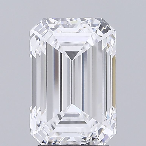 3.05 Carat Emerald Lab Diamond with  Cut Diamond in 14KT  view 1
