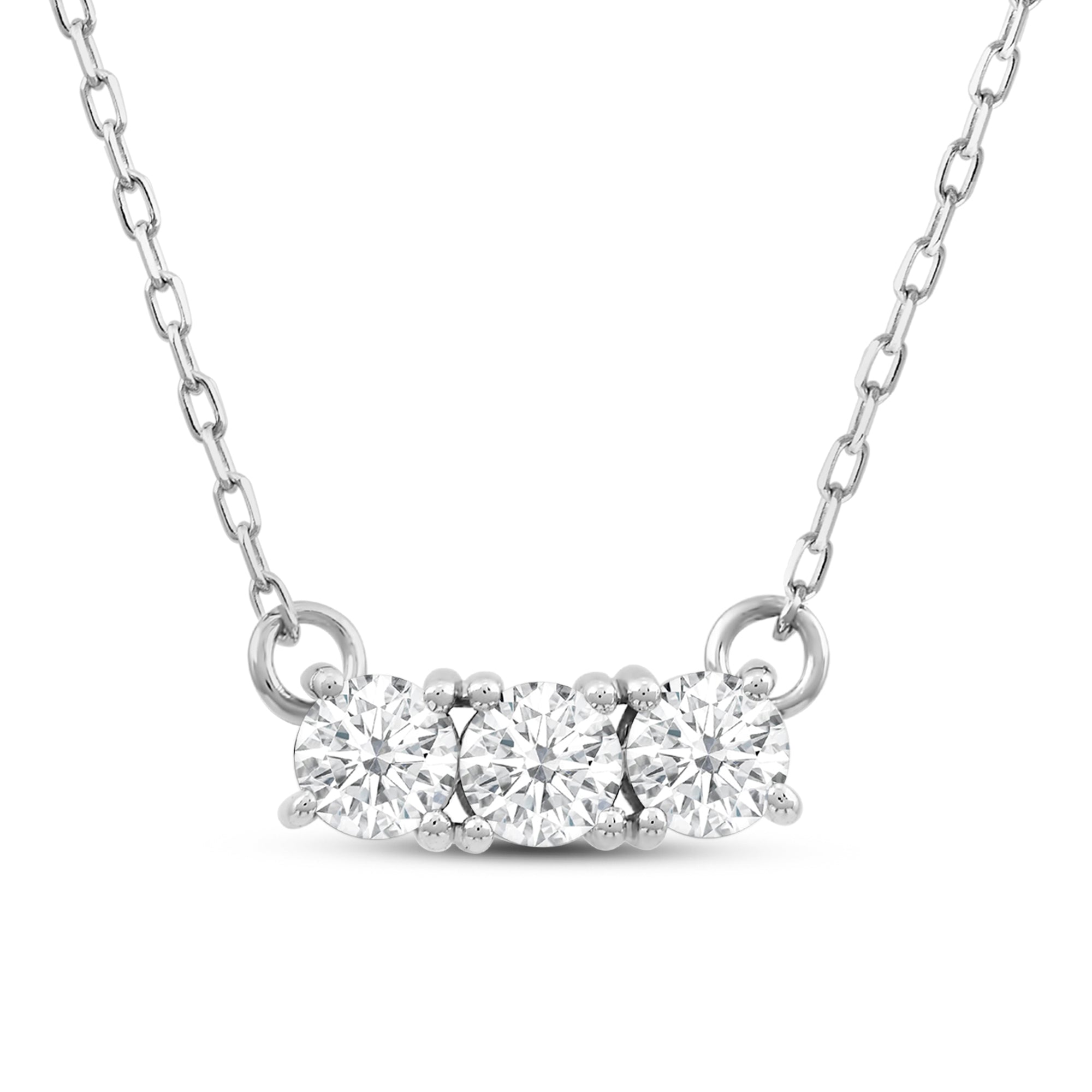 Dainty Three Stone Diamond Necklace – With Clarity