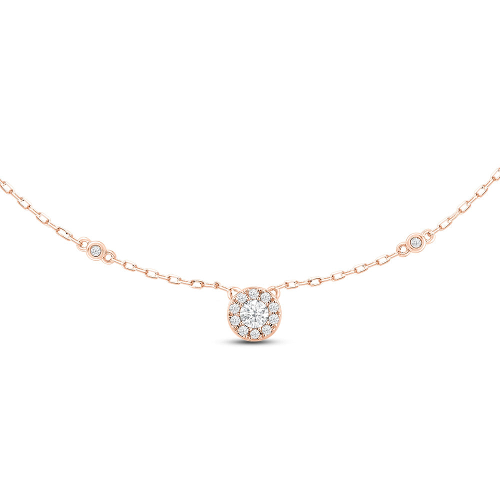 Composite Diamond Station Fashion Necklace with 14KT Rose Gold / Lab / 1/4 Cut Diamond in 14KT Rose Gold / Lab / 1/4 view 2
