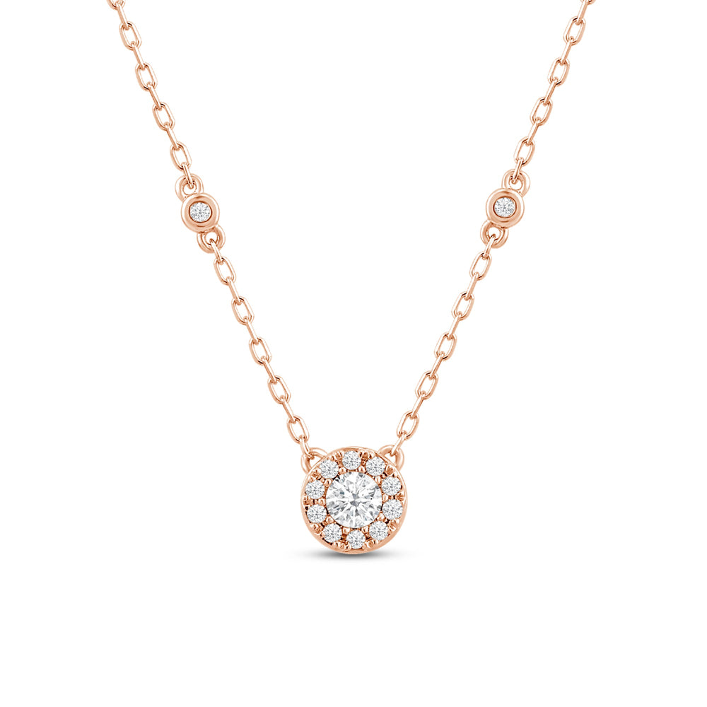 Composite Diamond Station Fashion Necklace with 14KT Rose Gold / Lab / 1/4 Cut Diamond in 14KT Rose Gold / Lab / 1/4 view 5
