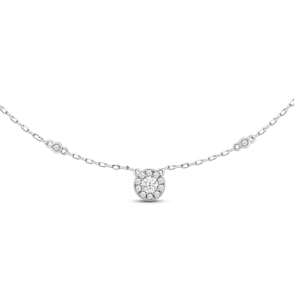 Composite Diamond Station Fashion Necklace with 14KT White Gold / Lab / 1/4 Cut Diamond in 14KT White Gold / Lab / 1/4 view 2
