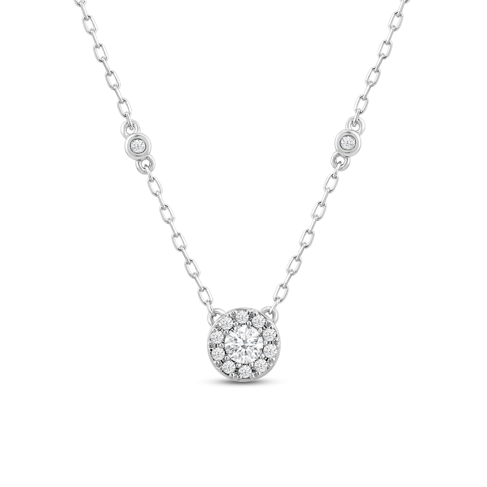 Composite Diamond Station Fashion Necklace with 14KT White Gold / Lab / 1/4 Cut Diamond in 14KT White Gold / Lab / 1/4 view 5
