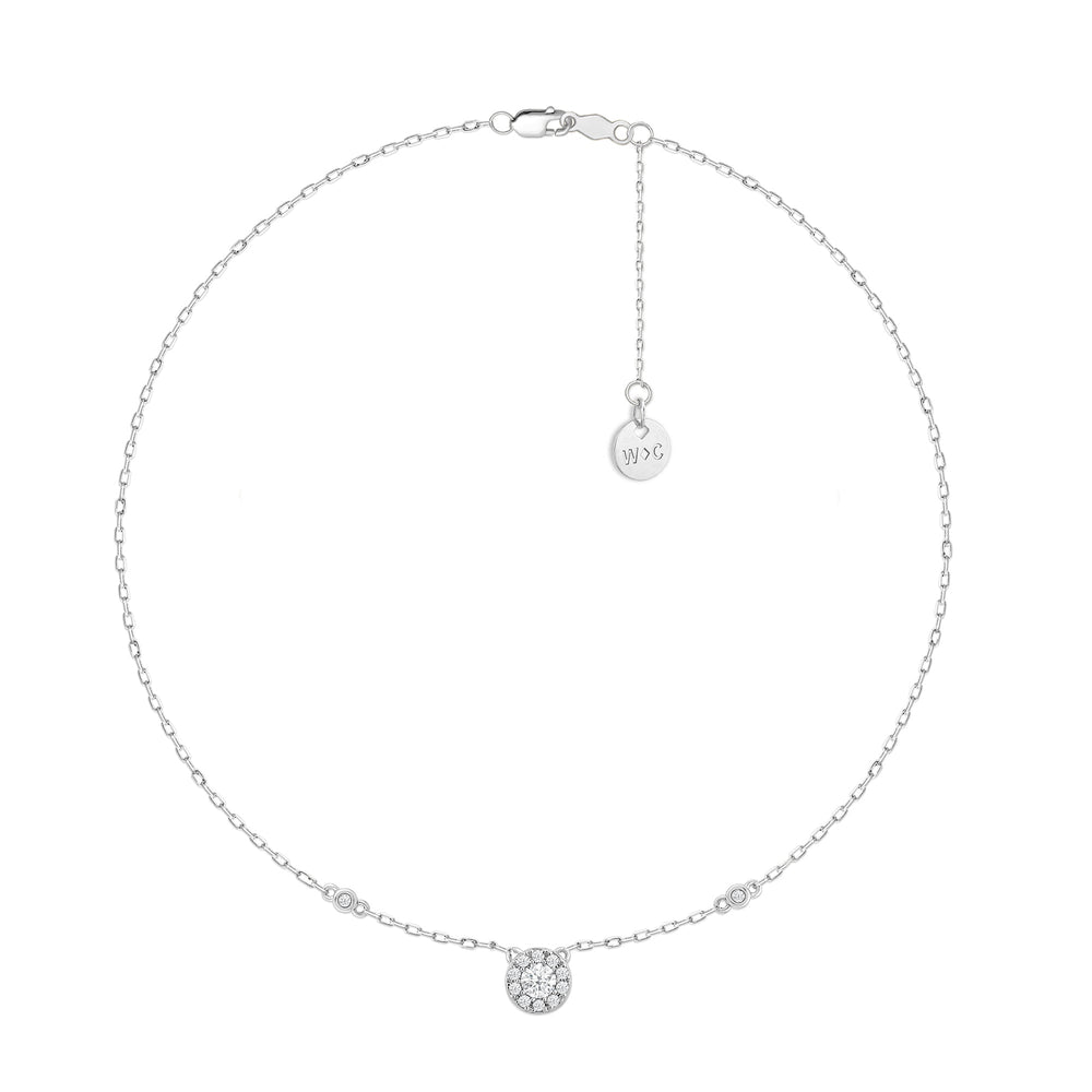 Composite Diamond Station Fashion Necklace with 14KT White Gold / Lab / 1/4 Cut Diamond in 14KT White Gold / Lab / 1/4 view 6
