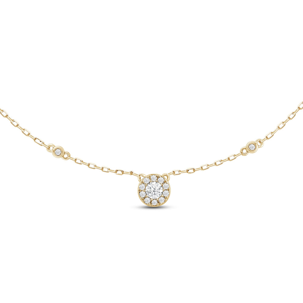 Composite Diamond Station Fashion Necklace with 14KT Yellow Gold / Lab / 1/4 Cut Diamond in 14KT Yellow Gold / Lab / 1/4 view 2
