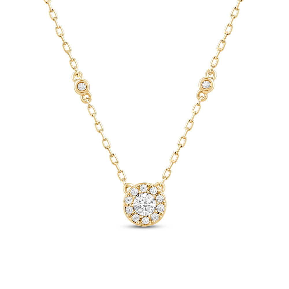 Composite Diamond Station Fashion Necklace with 14KT Yellow Gold / Lab / 1/4 Cut Diamond in 14KT Yellow Gold / Lab / 1/4 view 5
