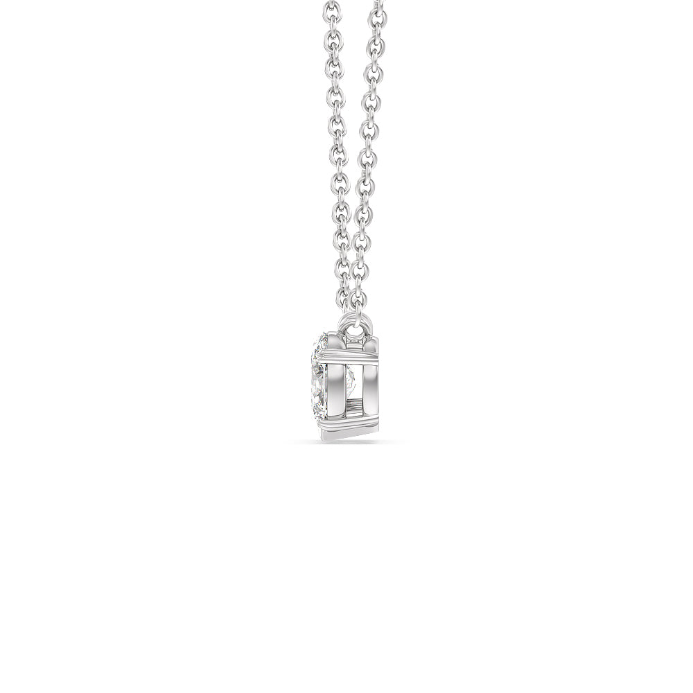 Toi et Moi Pear Oval Necklace with 14KT White Gold / Lab / 7/8 Cut Diamond in 14KT White Gold / Lab / 7/8 view 2
