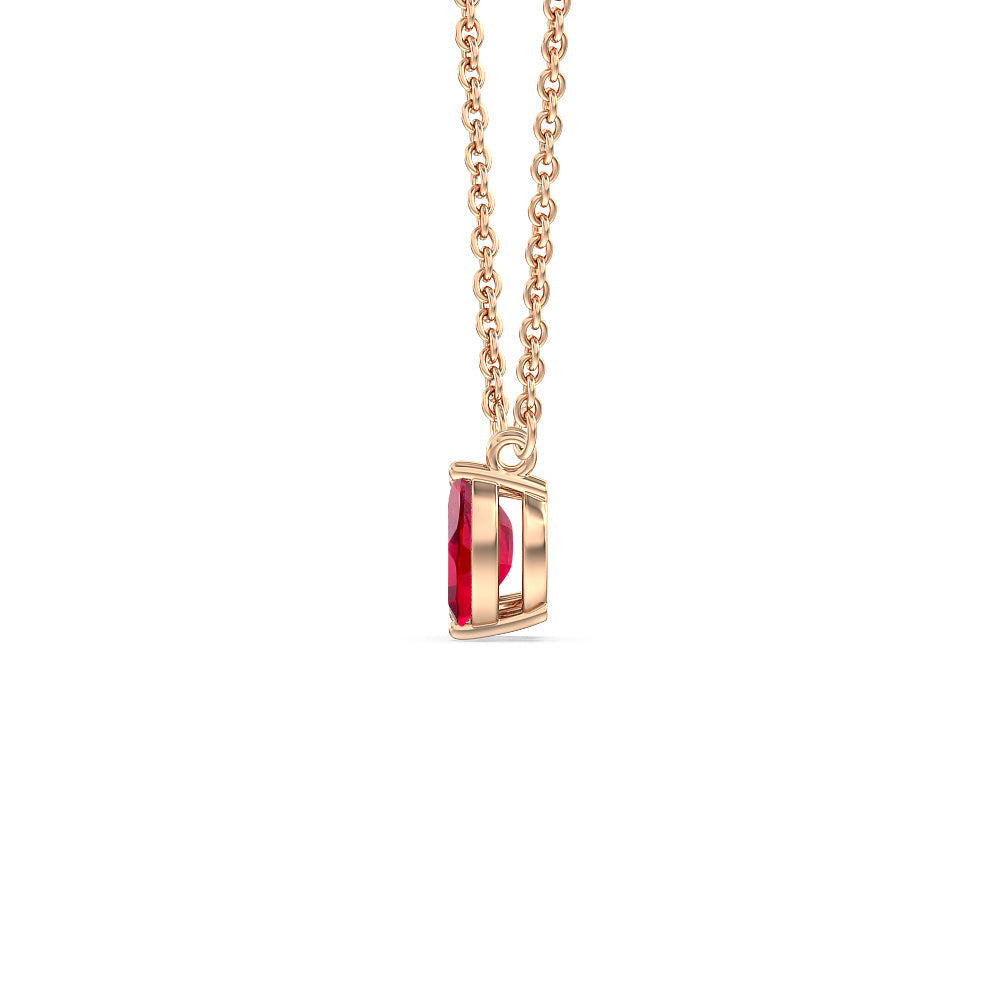 Toi et Moi Created Ruby Marquise and Emerald Diamond Necklace with 14KT Rose Gold Cut Diamond in 14KT Rose Gold view 2
