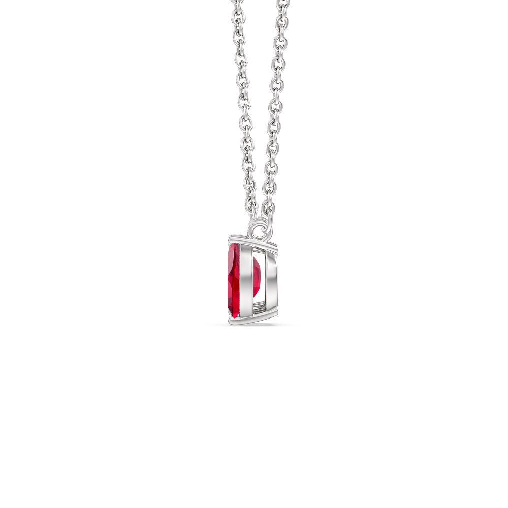Toi et Moi Created Ruby Marquise and Emerald Diamond Necklace with 14KT White Gold Cut Diamond in 14KT White Gold view 2
